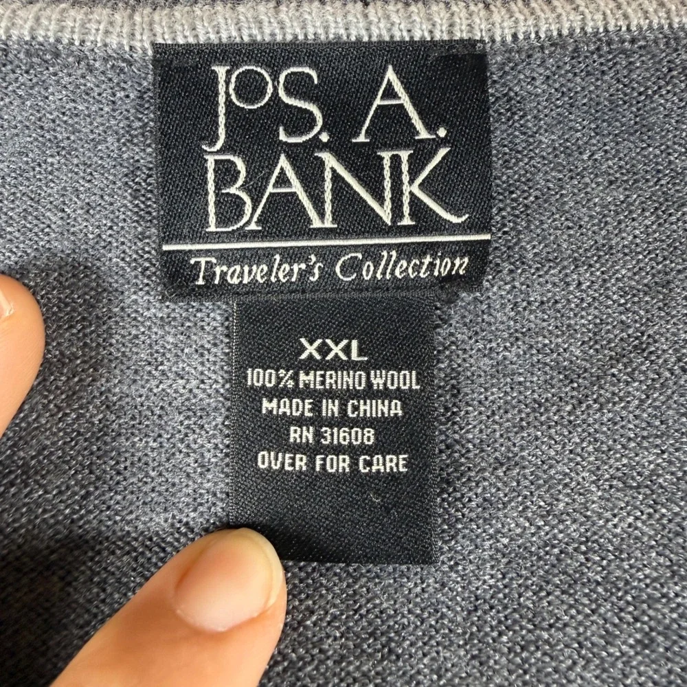 2 Pack Lot!  Jos. A. Bank V-Neck Sweater Mens XXL Navy Grey 100% Merino Wool